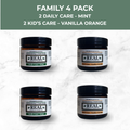 Family 4-Pack 2 Daily Care Mint, 2 Kid's Care Vanilla Orange