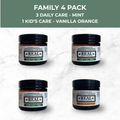 Family 4-Pack 3 Daily Care Mint, 1 Kid's Care Vanilla Orange