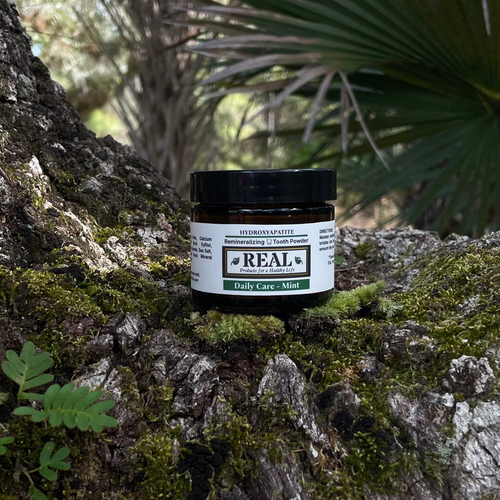 daily care hydroxyapatite mint tooth powder jar - front label