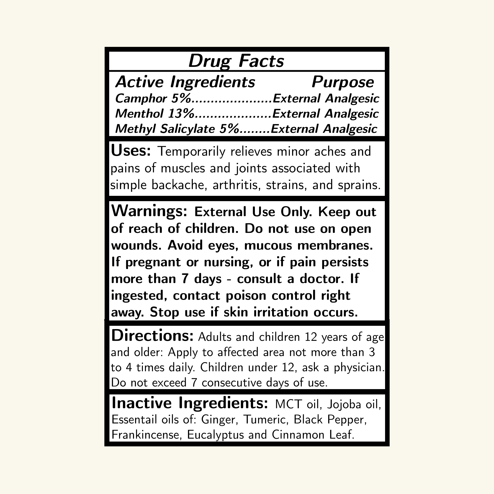 External Analgesic - Pain Relief Oil